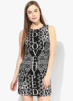 Candies By Pantaloons Black Colored Printed Shift Dress
