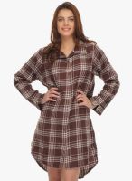 Clovia Brown Checked Shirt