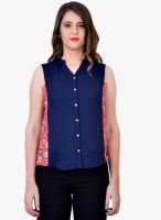 Colors Couture Navy Blue Printed Shirt