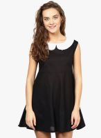 Cora Black Colored Solid Shift Dress