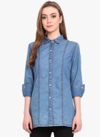 Femenino Blue Solid Shirt