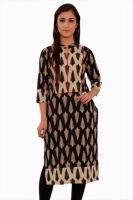 GMI Casual Printed Women's Kurti(Black)