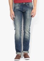 Gas Blue Low Rise Slim Fit Jeans