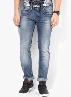 Gas Blue Solid Slim Fit Jeans