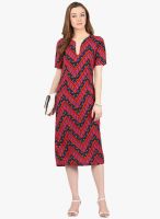 Harpa Red Colored Printed Shift Dress