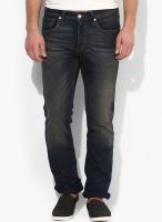 Jack & Jones Navy Blue Mid Rise Regular Fit Jeans (Clark)