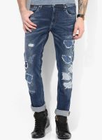 Jack & Jones Blue Mid Rise Slim Fit Jeans (Tim)