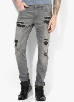 Jack & Jones Grey Mid Rise Slim Fit Jeans (Glenn)