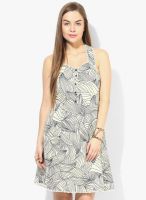 Latin Quarters Beige Colored Printed Shift Dress