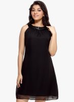 Loco En Cabeza Black Colored Embellished Shift Dress