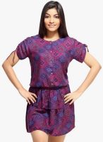 Loco En Cabeza Multicoloured Printed Shift Dress