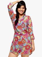 Loco En Cabeza Multicoloured Printed Shift Dress