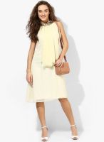MEEE Cream Colored Embellished Shift Dress