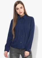 MEEE Navy Blue Solid Shirt
