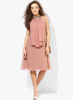 MEEE Pink Colored Embellished Shift Dress