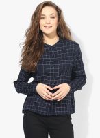 MANGO-Outlet Navy Blue Checked Shirt