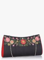 Molcha Black/Multi Madhuri Thread Embroidered Clutch