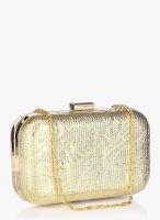 Molcha Golden/Multi Elegant Golden Brocade Gold Color Box Clutch