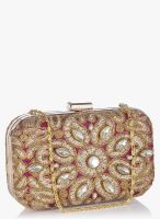 Molcha Purple/Multi Ethnic Embroidered Box Clutch