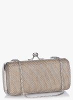 Molcha Silver/Multi Cluster Of Crystal Mesh Box Clutch