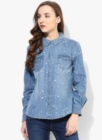 Only Blue Printed Shirt