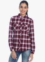 Only Maroon Checked Shirt