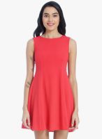 Only Red Colored Solid Skater Dress