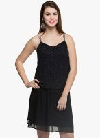 Oxolloxo Black Colored Embellished Shift Dress