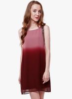 Oxolloxo Red Colored Solid Shift Dress