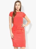 Park Avenue Red Colored Solid Shift Dress