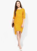Park Avenue Yellow Colored Printed Shift Dress
