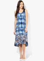 Rain & Rainbow Blue Colored Printed Shift Dress