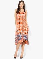 Rain & Rainbow Orange Colored Printed Shift Dress