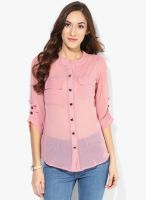 Raindrops Light Peach Solid Georgette Shirt