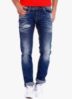 Rookies Blue Mid Rise Slim Fit Jeans