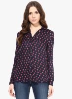 SbuyS Navy Blue Embroidered Shirt