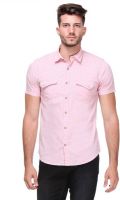 Scapes Men's Solid Casual Pink Shirt