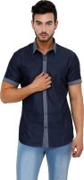 See Designs Men's Solid Casual Reversible Black Shirt