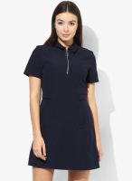 TOPSHOP Navy Blue Colored Solid Shift Dress