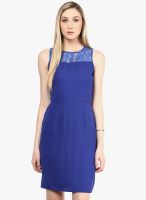 The Vanca Blue Colored Solid Shift Dress