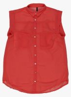 United Colors of Benetton Pink Solid Polyester Top