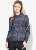 Van Heusen Navy Blue Printed Shirt