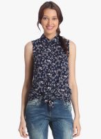 Vero Moda Navy Blue Printed Shirt