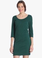 Vero Moda Green Colored Solid Shift Dress
