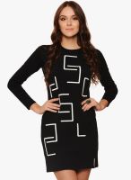 Why Knot Black Colored Printed Shift Dress