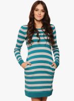 Why Knot Grey Colored Striped Shift Dress