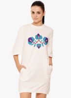 Why Knot Off White Colored Printed Shift Dress