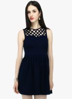 20dresses Blue Colored Solid Skater Dress