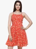 20dresses Orange Colored Printed Skater Dress