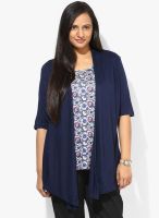 Alto Moda By Pantaloons Navy Blue Printed Shrug